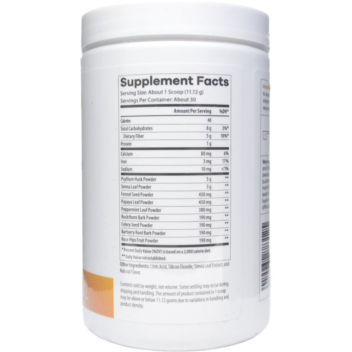 NutriDyn Intestinal Cleanse powder supplement facts label