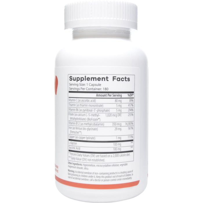 NutriDyn Iron Support 180 capsules supplement facts label