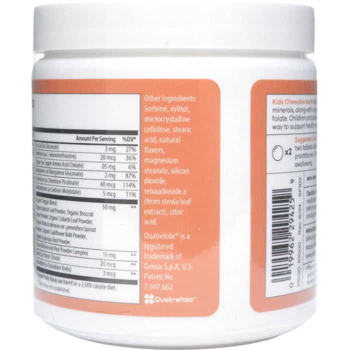 NutriDyn Kids Chewable Multi Orange Cream 60 tablets other ingredients label