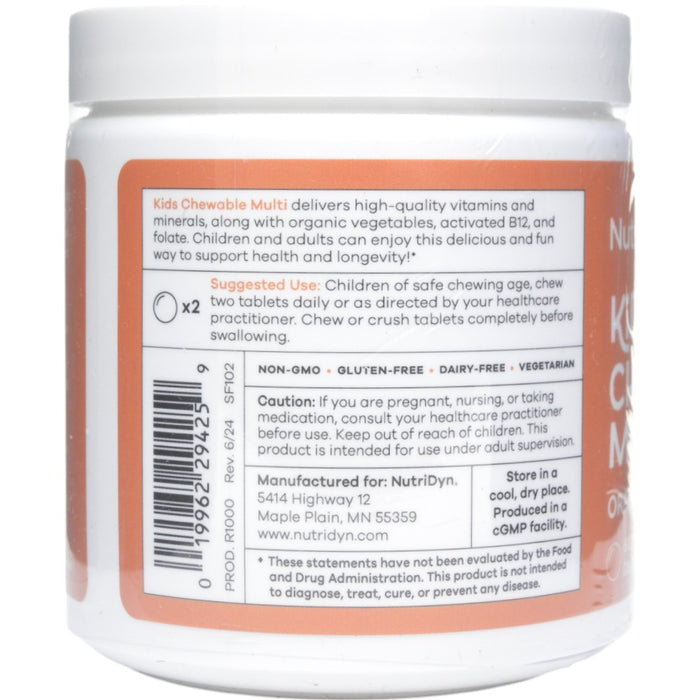NutriDyn Kids Chewable Multi Orange Cream 60 tablets suggested use label