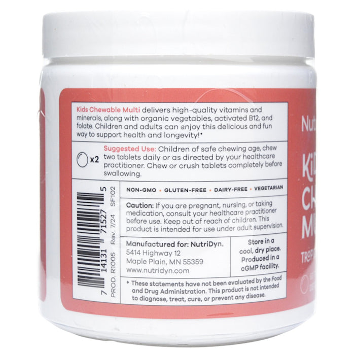 NutriDyn Kids Chewable Multi Tropical Punch 60 tablets suggested use label