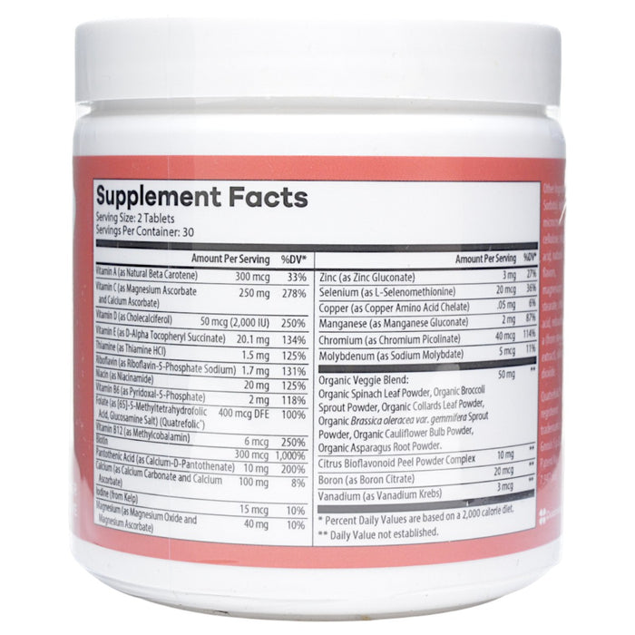 NutriDyn Kids Chewable Multi Tropical Punch 60 tablets supplement facts label