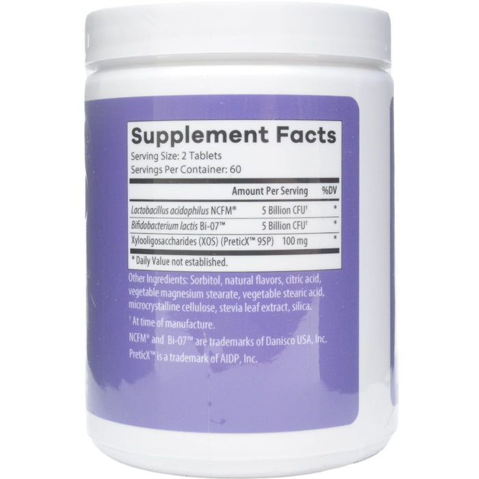 NutriDyn Kids Chewable Probiotic Grape 120 tablets supplement facts label