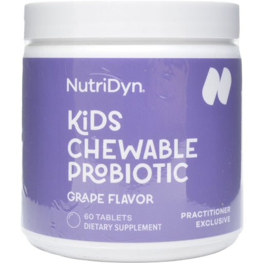 NutriDyn Kids Chewable Probiotic Grape, 60 tablets, front of jar