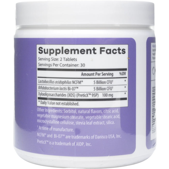 NutriDyn Kids Chewable Probiotic Grape 60 tablets supplement facts label