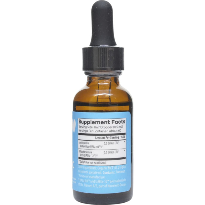 NutriDyn Kids Liquid Probiotic 0.5 fl oz supplement facts label
