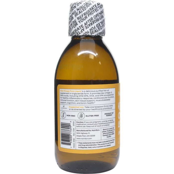 NutriDyn Kids Omega Pure Liquid 200 mL suggested use label