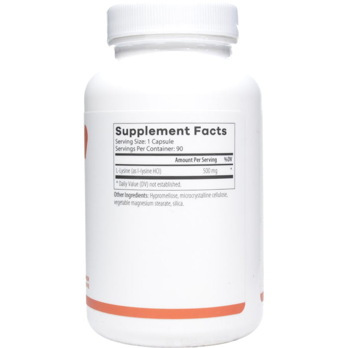 NutriDyn L-Lysine 90 capsules supplement facts label