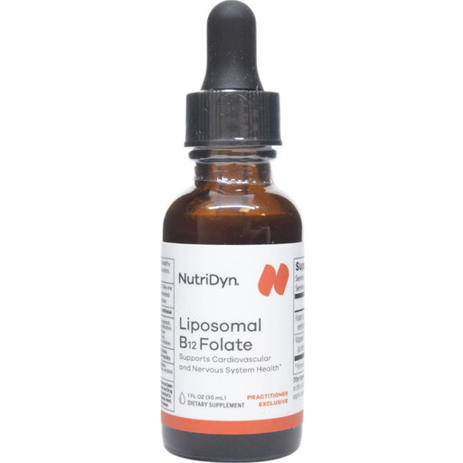 NutriDyn Liposomal B12 Folate, 1 fl oz, front of dropper bottle