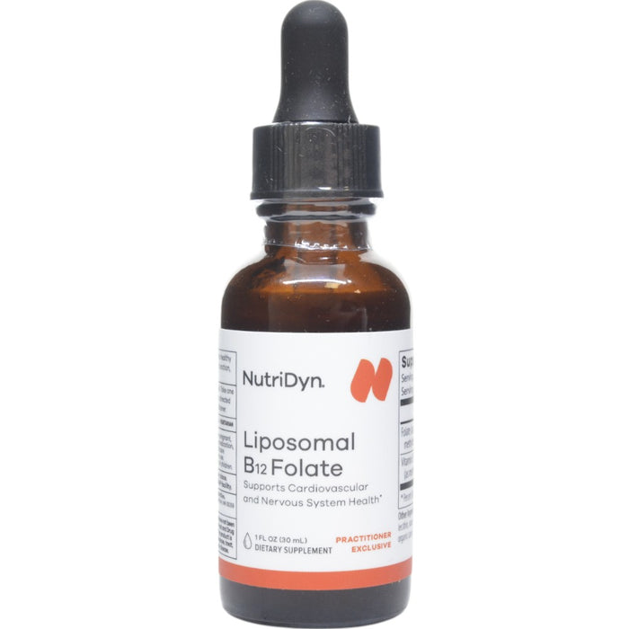 NutriDyn Liposomal B12 Folate, 1 fl oz, front of dropper bottle