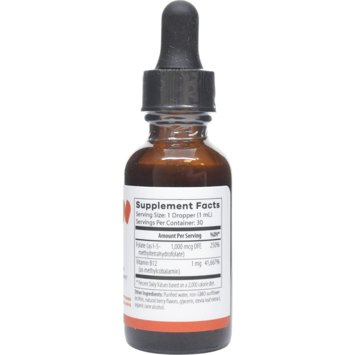 NutriDyn Liposomal B12 Folate 1 fl oz supplement facts label