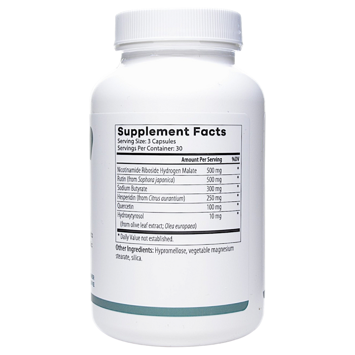NutriDyn Longevity Essentials NAD+ 90 capsules supplement facts label