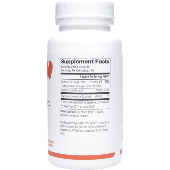 NutriDyn Lung Support 90 capsules supplement facts label