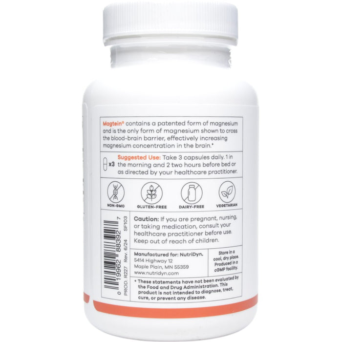 NutriDyn Magtein 90 capsules suggested use label