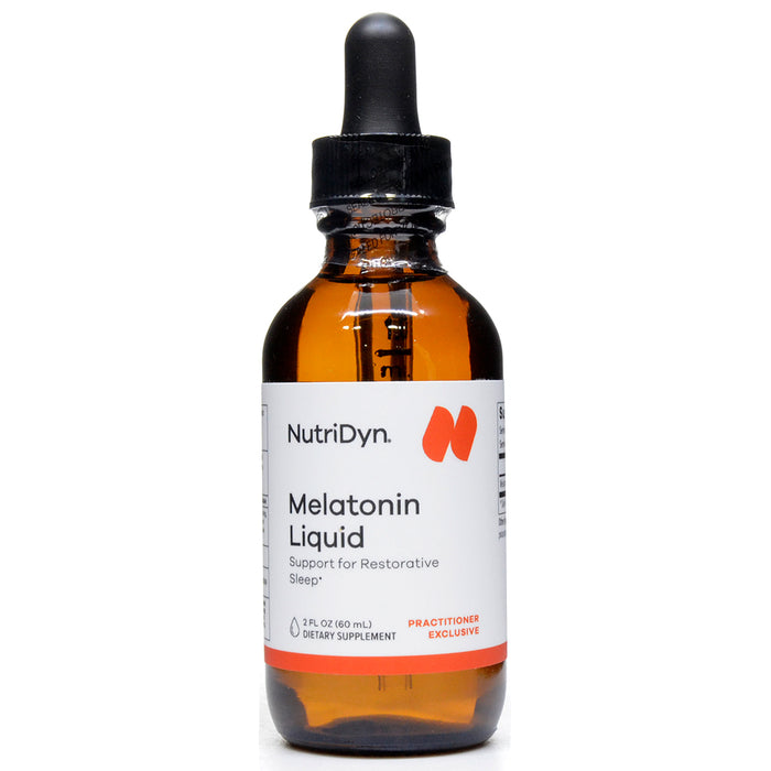 NutriDyn Melatonin Liquid 1 mg, 2 fl oz, front of dropper bottle