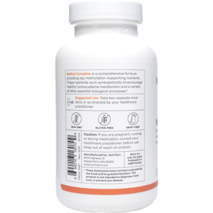 NutriDyn Methyl Complete 120 capsules suggested use label