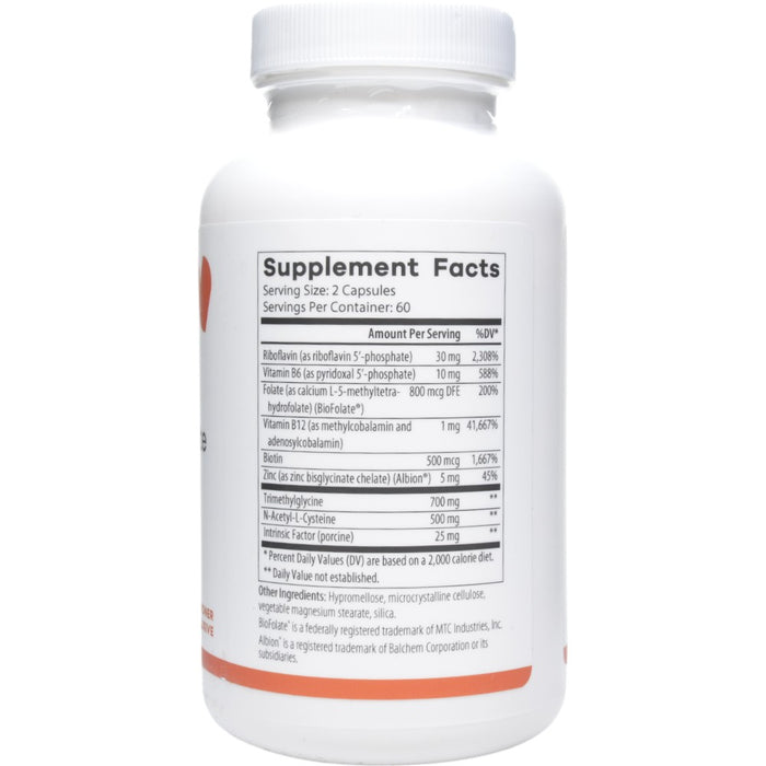 NutriDyn Methyl Complete 120 capsules supplement facts label