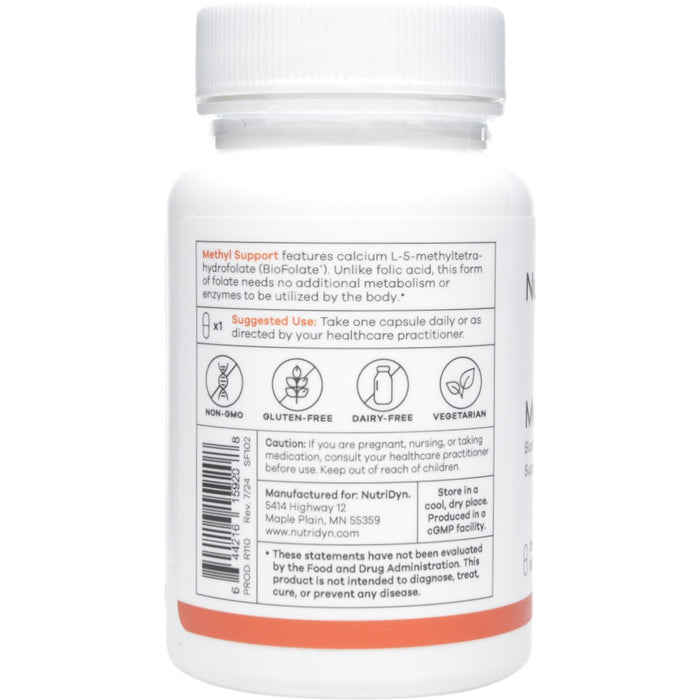 NutriDyn Methyl Support 120 capsules suggested use label
