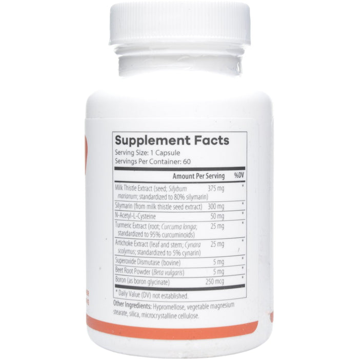 NutriDyn Milk Thistle Complex 60 capsules supplement facts label