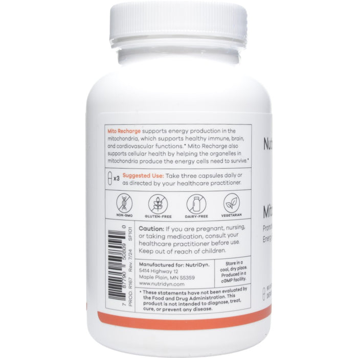 NutriDyn Mito Recharge 90 capsules suggested use label