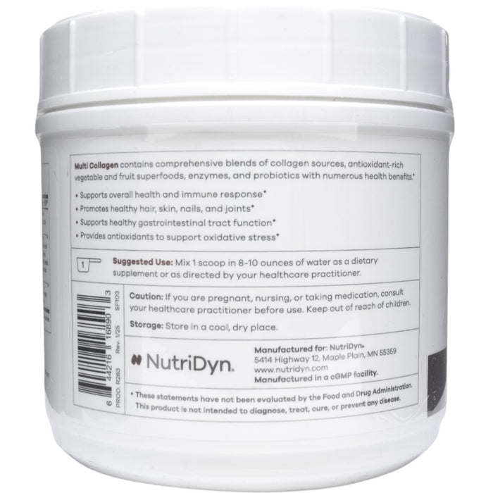 NutriDyn Multi Collagen powder 20 oz suggested use label