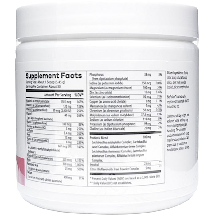 NutriDyn Multi Powder 5.77 oz supplement facts label