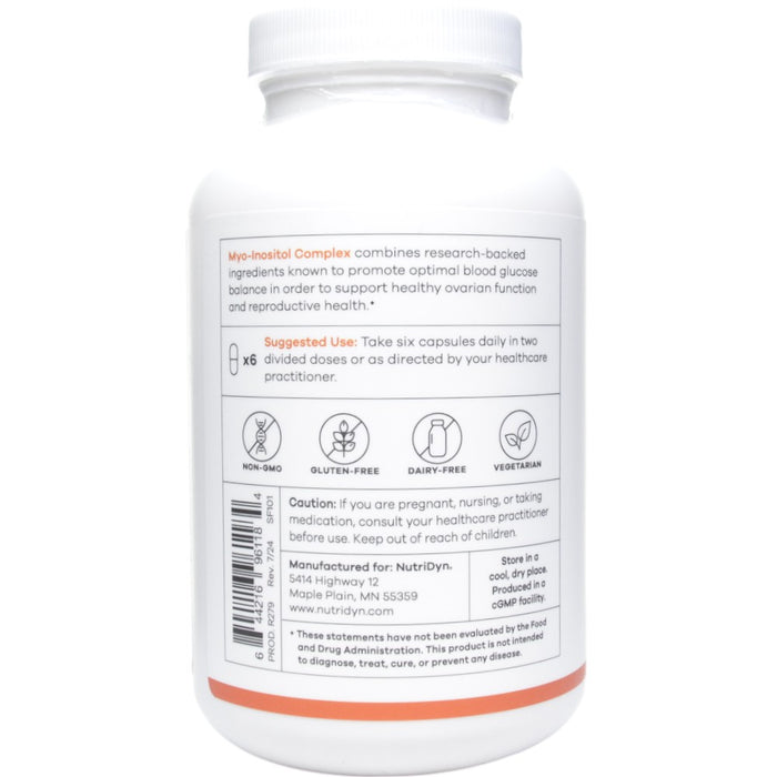 NutriDyn Myo-Inositol Complex 180 capsules suggested use label