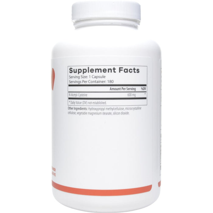 NutriDyn NAC-600 180 capsules supplement facts label
