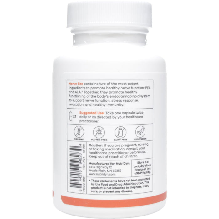 NutriDyn Nerve Eze 60 capsules suggested use label