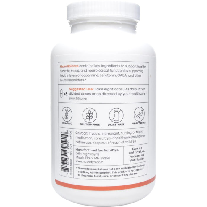 NutriDyn Neuro Balance 180 capsules suggested use label