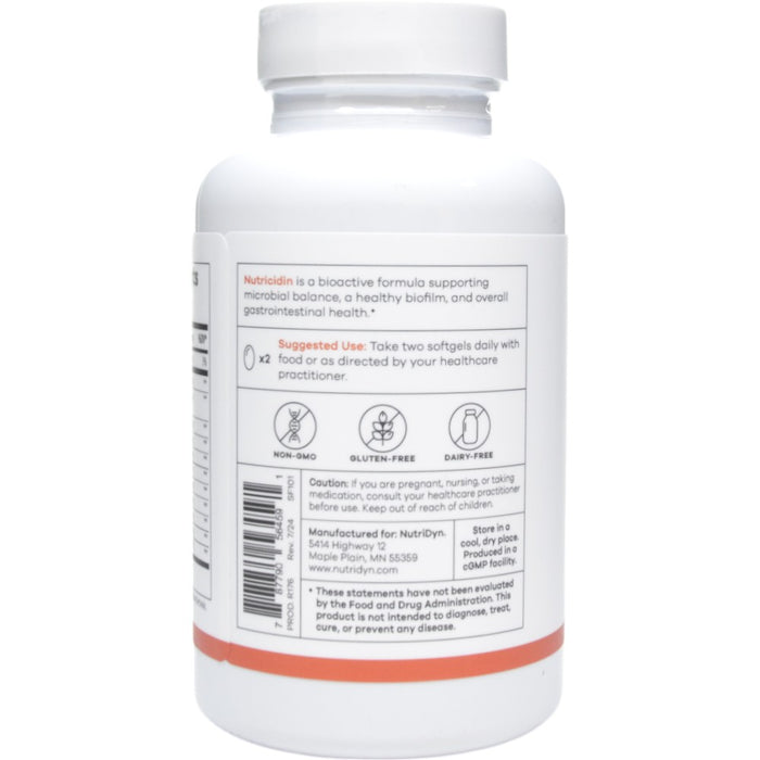 NutriDyn Nutricidin 60 softgels suggested use label
