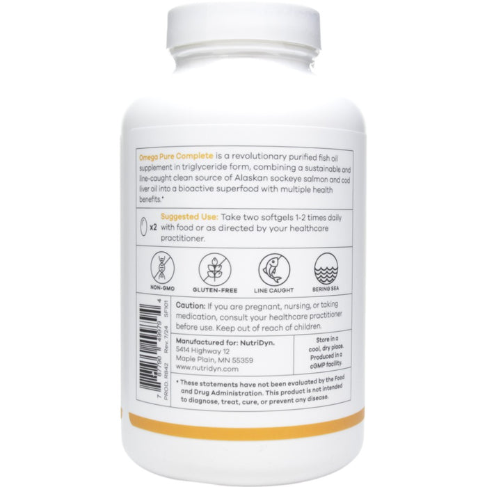 NutriDyn Omega Pure Complete 120 softgels suggested use label