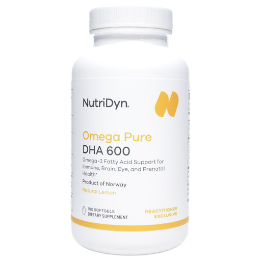 NutriDyn Omega Pure DHA 600, 180 softgels, front of bottle