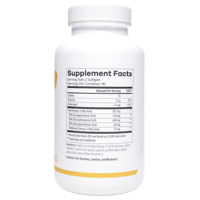 NutriDyn Omega Pure DHA 600 180 softgels supplement facts label