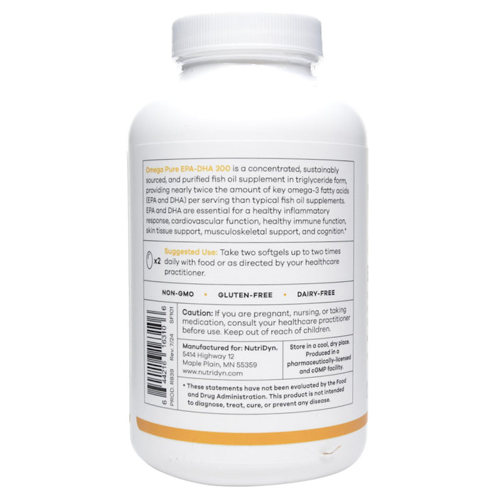 NutriDyn Omega Pure EPA-DHA 300 270 softgels suggested use label