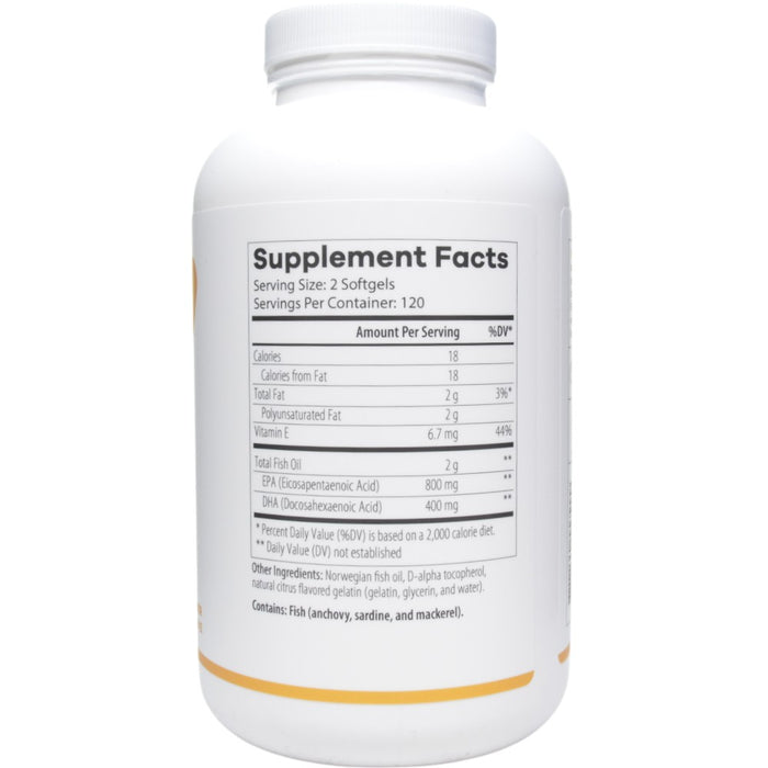 NutriDyn Omega Pure EPA-DHA 600+ 240 softgels supplement facts label