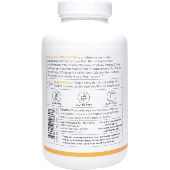 NutriDyn Omega Pure EPA-DHA 720 120 softgels suggested use label