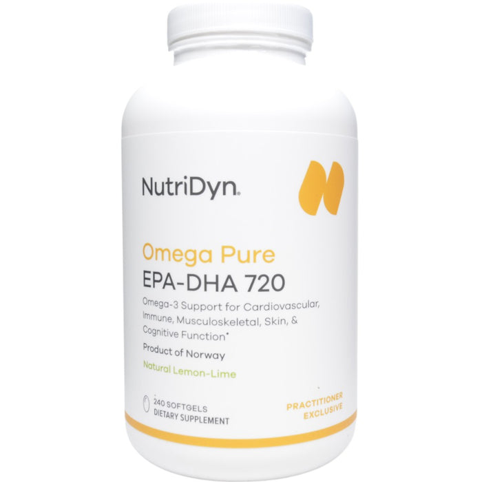 NutriDyn Omega Pure EPA-DHA 720, 240 softgels, front of bottle