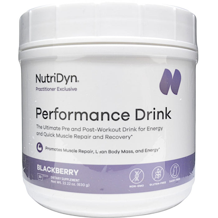 NutriDyn Performance Drink powder, front of canister