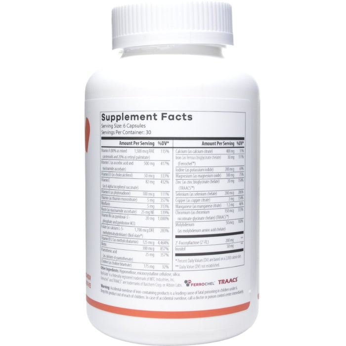 NutriDyn Prenatal 180 capsules supplement facts label