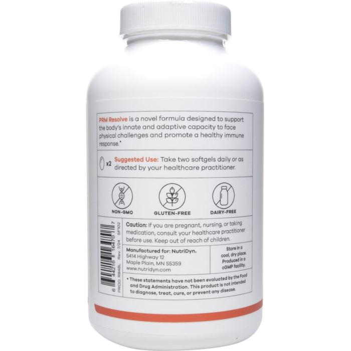 NutriDyn PRM Resolve 120 softgels suggested use label