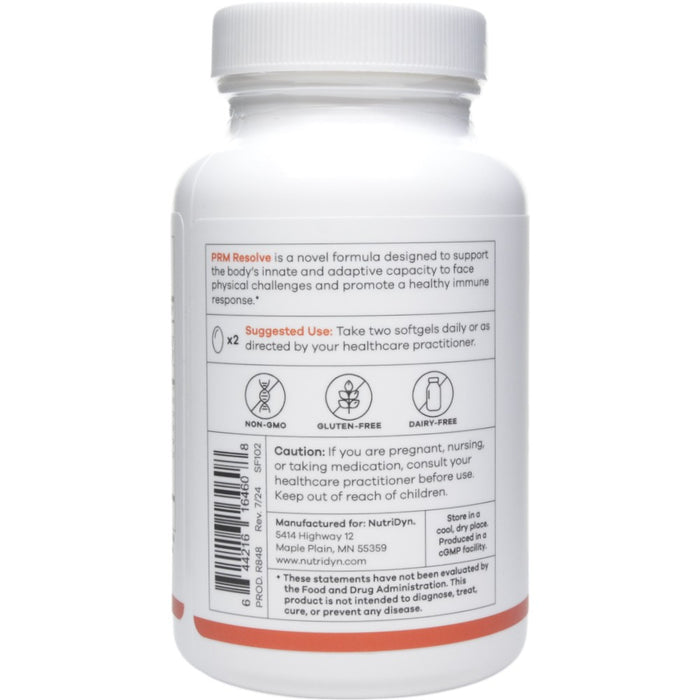 NutriDyn PRM Resolve 60 softgels suggested use label