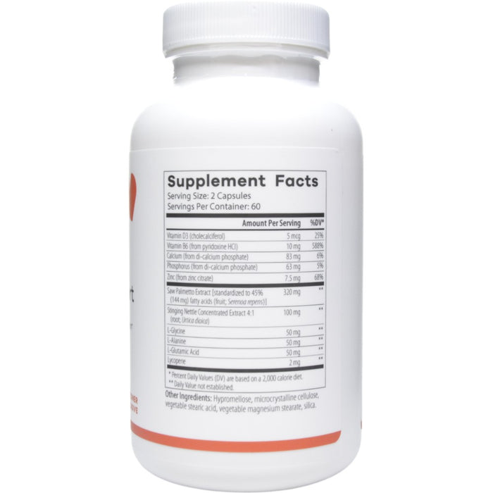 NutriDyn Prostate Support 120 capsules supplement facts label