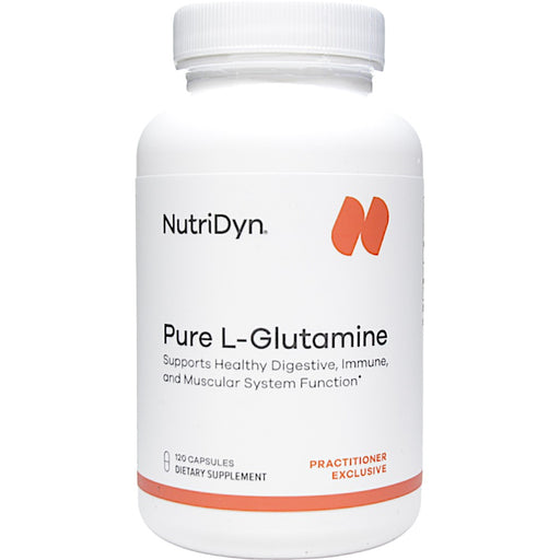 NutriDyn Pure L-Glutamine, 120 capsules, front of bottle