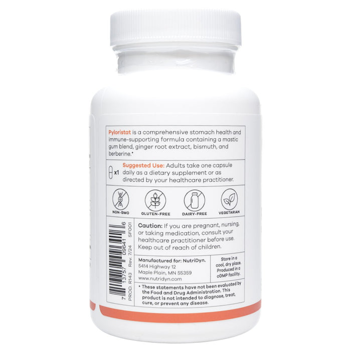 NutriDyn Pyloristat 90 capsules suggested use label