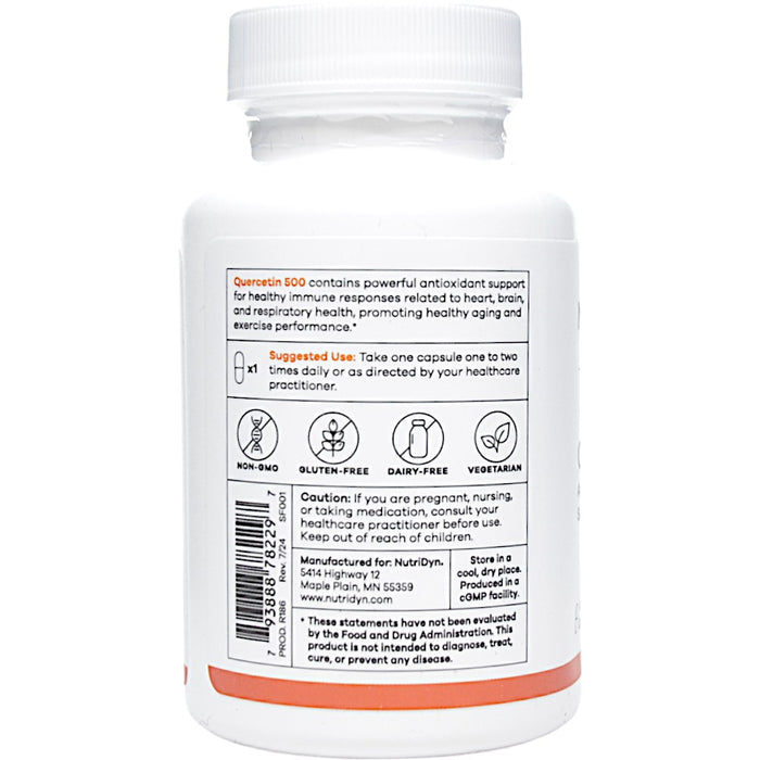 NutriDyn Quercetin 500 60 capsules suggested use label