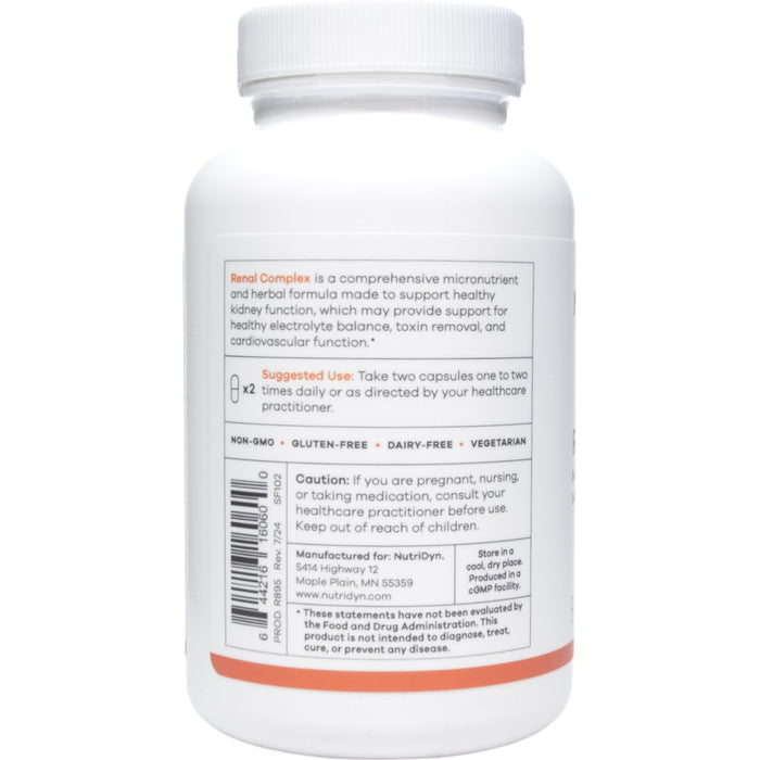 NutriDyn Renal Complex 120 capsules suggested use label