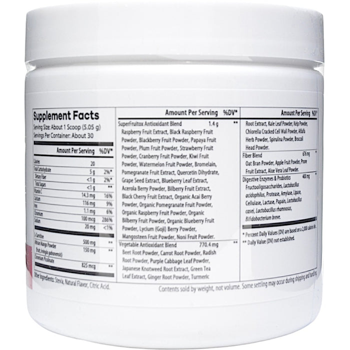 NutriDyn Slender Drink Strawberry Kiwi powder supplement facts label