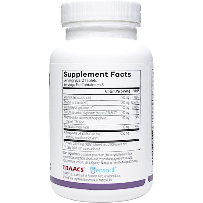 NutriDyn Stress Essentials Adrenal B1B6 90 tablets supplement facts label