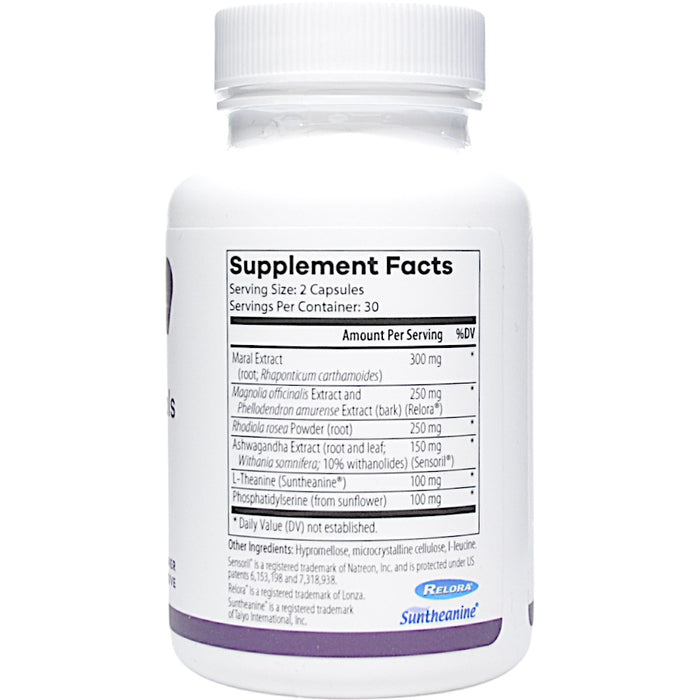 NutriDyn Stress Essentials Cortisol Pro 60 capsules supplement facts label